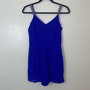 Charlotte Russe Royal Blue Solid Color Sparkle Rhinestone Straps Shorts …